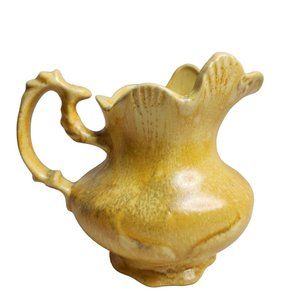 Vintage Art Pottery Ceramic Small Watering Water Pitcher Yellow 5" Tall